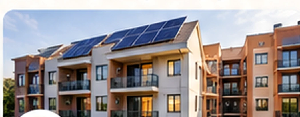 Illustrative apartment and property development with solar panels